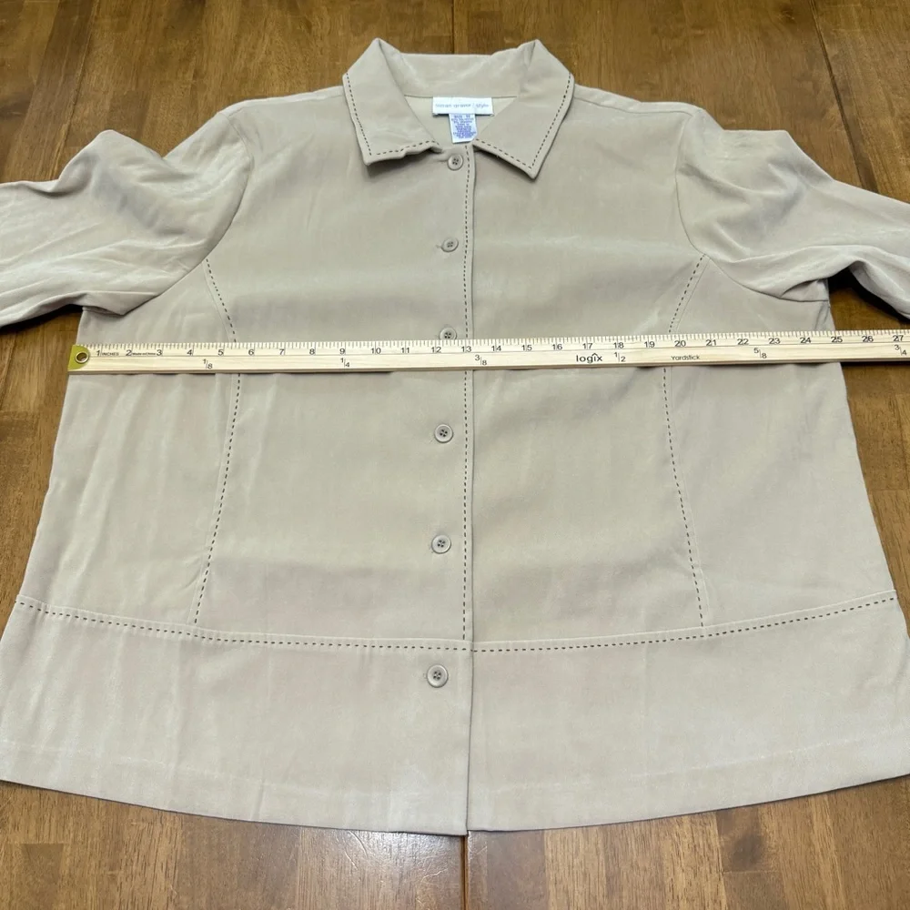 Susan Graver shirt jacket shacket women's 1X neutral boho festival western rodeo